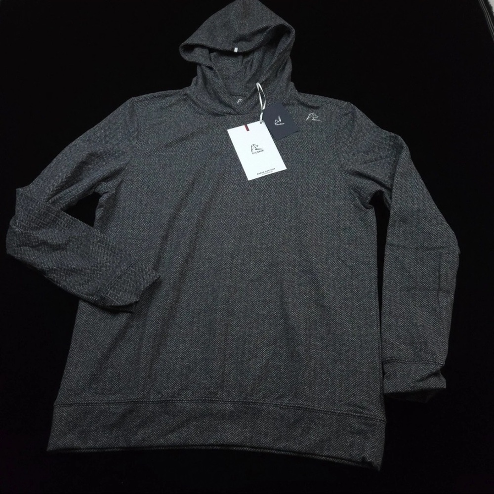NEW! RHOBACK GOLF HOODIE SWEATER -S- BLACK WHITE HERRINGBONE PERFORMANCE POLY